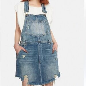 Free People Baxter Denim Overall Dress Grunge Blue Size Medium